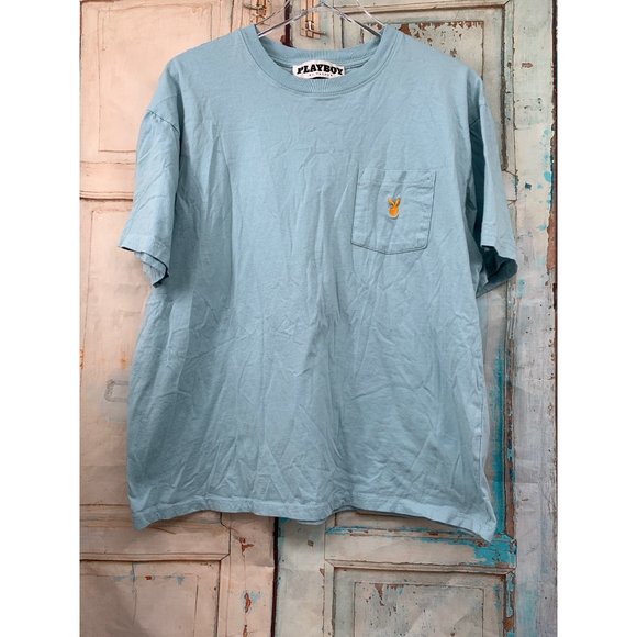 Pac Sun T Shirt Short Sleeve Large Blue | Orange Solid Blue Cotton - Picture 3 of 5